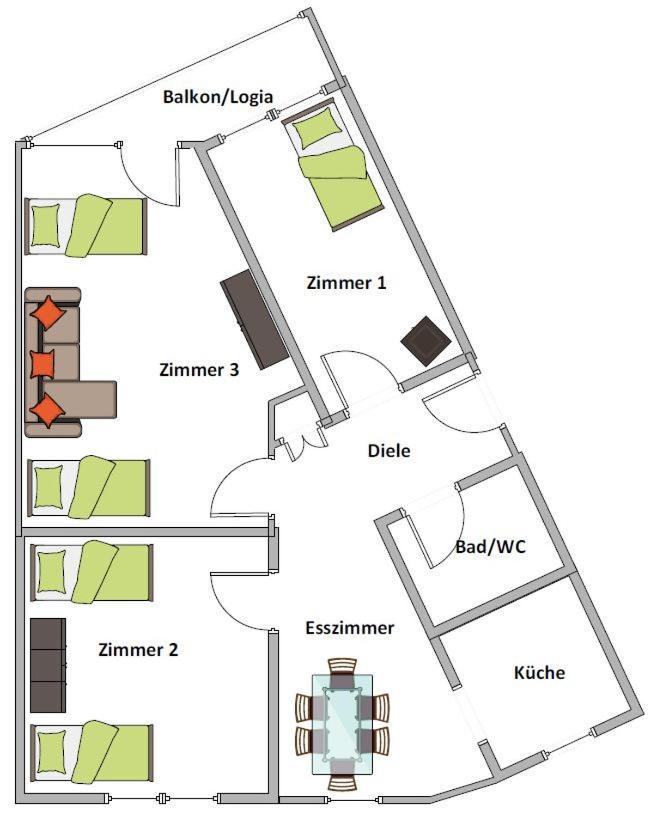 Duisburg Von Oben 3,5 Zimmer 8.Og Frisch Saniert Bagian luar foto